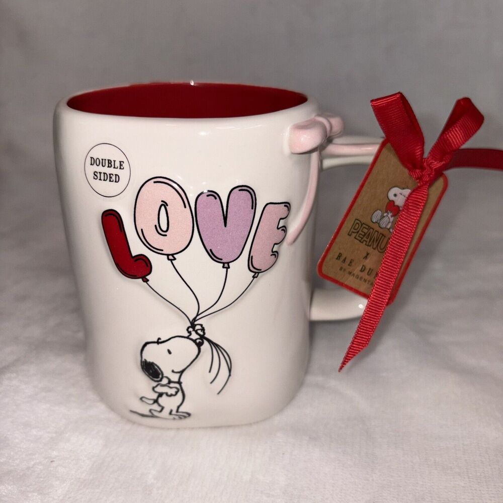 Rae Dunn x Peanuts Snoopy LOVE Balloons Mug "Made With Love" 22oz VALENTINE NWT